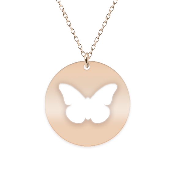 Papilio - Colier personalizat cu fluturas decupat din argint 925 placat cu aur roz- Banut Papilio - Colier personalizat cu fluturas decupat din argint 925 placat cu aur roz- Banut