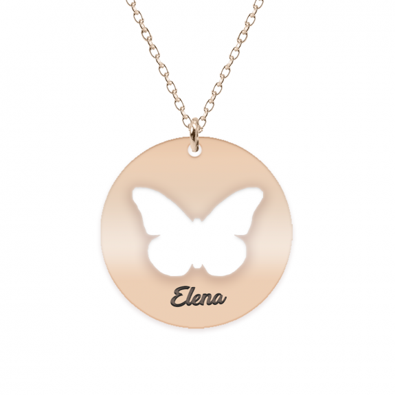 Papilio - Colier personalizat cu fluturas decupat din argint 925 placat cu aur roz- Banut Papilio - Colier personalizat cu fluturas decupat din argint 925 placat cu aur roz- Banut