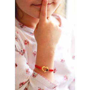 Paw Lover - Bratara personalizata snur impletit inimioara si labuta cu nume gravat din argint 925 placat cu aur galben 24K