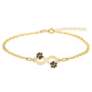 Niky - Bratara personalizata infinit si labute cu nume din argint 925 placat cu aur galben 24K