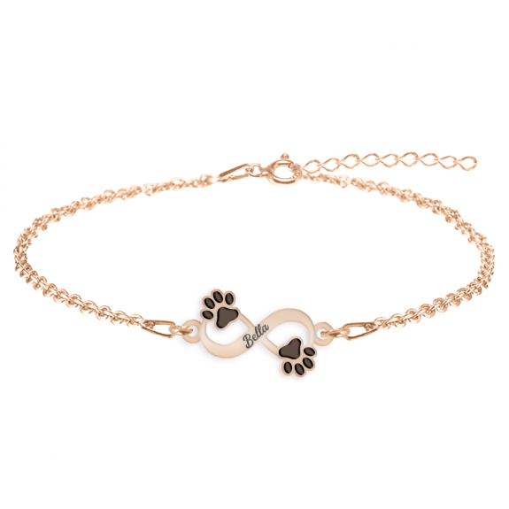 Niky - Bratara personalizata infinit si labute cu nume din argint 925 placat cu aur roz Niky - Bratara personalizata infinit si labute cu nume din argint 925 placat cu aur roz