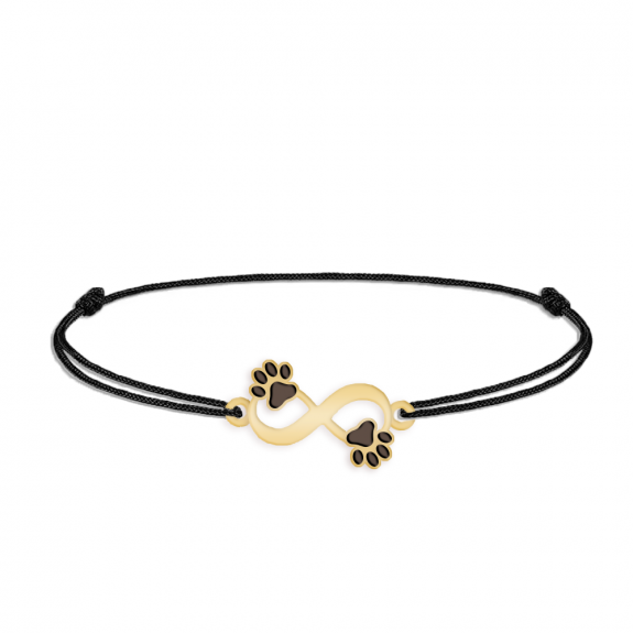 Niky - Bratara personalizata snur infinit si labute cu nume din argint 925 placat cu aur galben 24K