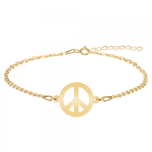 Peace - Bratara personalizata semnul pacii din argint 925 placat cu aur galben 24K
