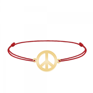 Peace - Bratara personalizata semnul pacii din argint 925 placat cu aur galben 24K