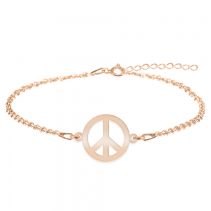 Peace - Bratara personalizata semnul pacii din argint 925 placat cu aur roz