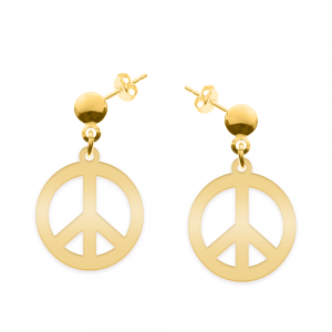 Peace - Cercei personalizati semnul pacii cu tija din argint 925 placat cu aur galben 24K Peace - Cercei personalizati semnul pacii cu tija din argint 925 placat cu aur galben 24K