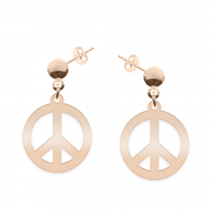 Peace - Cercei personalizati semnul pacii cu tija din argint 925 placat cu aur roz Peace - Cercei personalizati semnul pacii cu tija din argint 925 placat cu aur roz