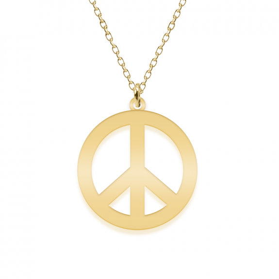 Peace - Colier personalizat semnul pacii din argint 925 placat cu aur galben 24K