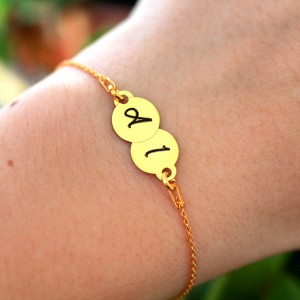 Penny - Bratara personalizata doi banuti din argint 925 placat cu aur galben 24K