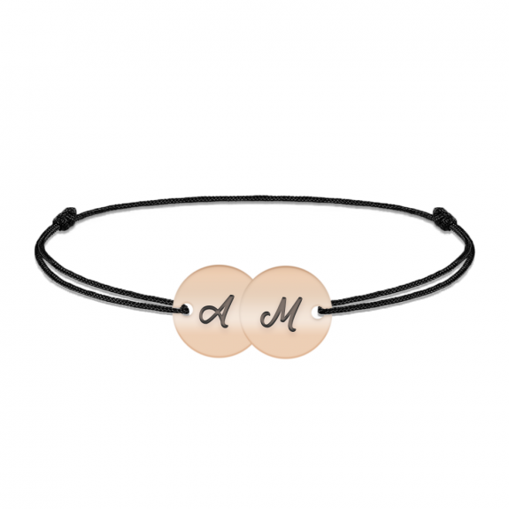 Penny - Bratara personalizata snur doi banuti din argint 925 placat cu aur roz