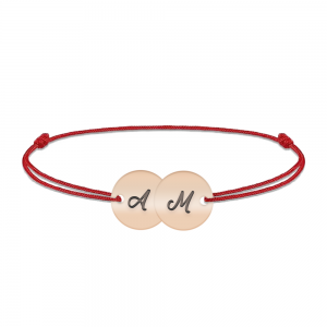 Penny - Bratara personalizata snur doi banuti din argint 925 placat cu aur roz