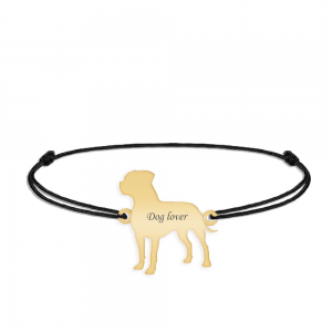 Pitbull - Bratara personalizata snur Pitbull din argint 925 placat cu aur galben 24K