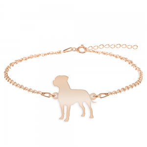 Pitbull - Bratara personalizata Pitbull din argint 925 placat cu aur roz