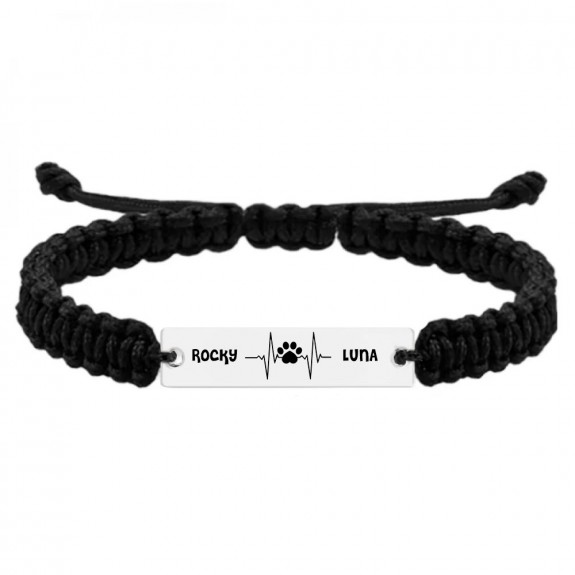 Pulse Paw - Bratara personalizata snur impletit puls cu labuta si numele animalelor de companie din argint 925 Pulse Paw - Bratara personalizata snur impletit puls cu labuta si numele animalelor de companie din argint 925