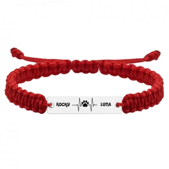 Pulse Paw - Bratara personalizata snur impletit puls cu labuta si numele animalelor de companie din argint 925 Pulse Paw - Bratara personalizata snur impletit puls cu labuta si numele animalelor de companie din argint 925