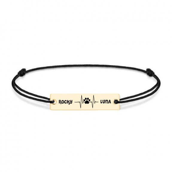 Pulse Paw - Bratara personalizata snur puls cu labuta si numele animalelor de companie din argint 925 placat cu aur galben 24 karate Pulse Paw - Bratara personalizata snur puls cu labuta si numele animalelor de companie din argint 925 placat cu aur galben 24 karate