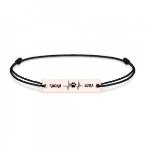 Pulse Paw - Bratara personalizata snur puls cu labuta si numele animalelor de companie din argint 925 placat cu aur roz Pulse Paw - Bratara personalizata snur puls cu labuta si numele animalelor de companie din argint 925 placat cu aur roz