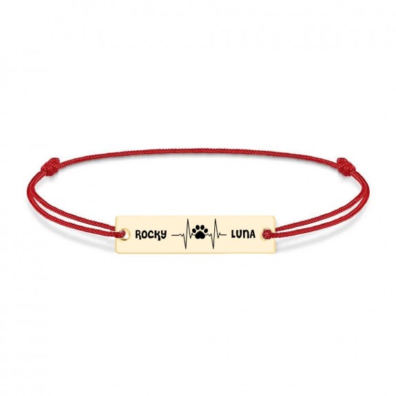 Pulse Paw - Bratara personalizata snur puls cu labuta si numele animalelor de companie din argint 925 placat cu aur galben 24 karate Pulse Paw - Bratara personalizata snur puls cu labuta si numele animalelor de companie din argint 925 placat cu aur galben 24 karate