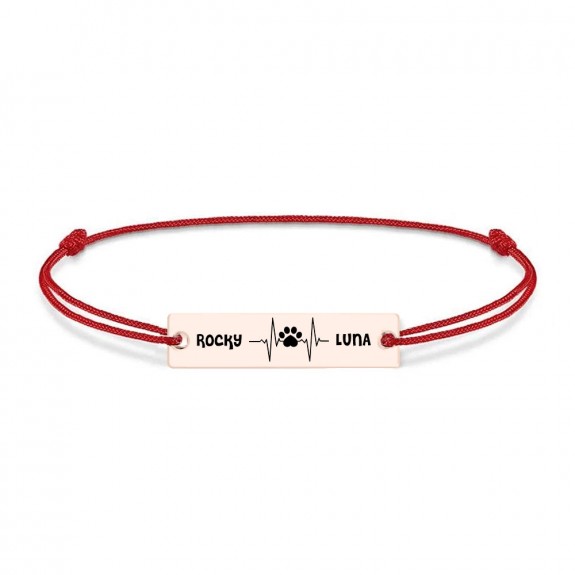Pulse Paw - Bratara personalizata snur puls cu labuta si numele animalelor de companie din argint 925 placat cu aur roz Pulse Paw - Bratara personalizata snur puls cu labuta si numele animalelor de companie din argint 925 placat cu aur roz