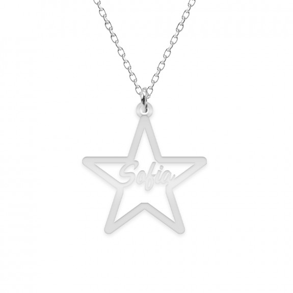 Rita - Colier personalizat stea cu nume decupat din argint 925