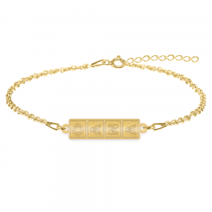Rotara - Bratara personalizata nume piese domino cu gravura in relief din argint 925 placat cu aur galben 24 Karate