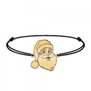 Santa - Bratara snur personalizata Mos Craciun din argint 925 placat cu aur galben 24K