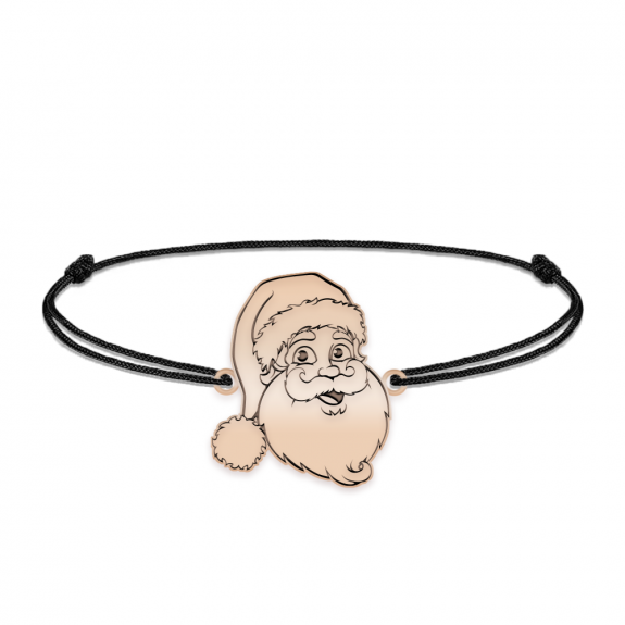Santa - Bratara snur personalizata Mos Craciun din argint 925 placat cu aur roz Santa - Bratara snur personalizata Mos Craciun din argint 925 placat cu aur roz