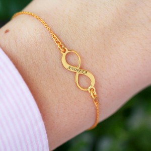 Saray - Bratara personalizata inifinit nume din argint 925 placat cu aur galben 24K Saray - Bratara personalizata inifinit nume din argint 925 placat cu aur galben 24K