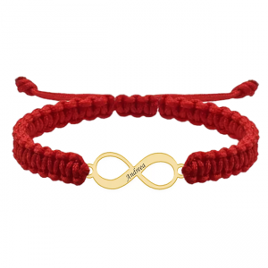 Saray - Bratara personalizata snur impletit infinit si nume gravat din argint 925 placat cu aur galben 24K