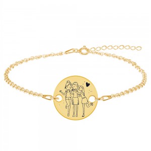 Sisters - Bratara din argint 925 placat cu aur galben 24K personalizat pentru surori