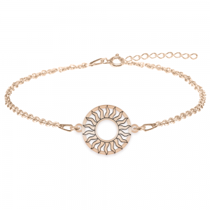 Soland - Bratara personalizata soare cu raze ondulate decupate din argint 925 placat cu aur roz