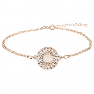 Soleil - Bratara personalizata soare cu raze ondulate din argint 925 placat cu aur roz