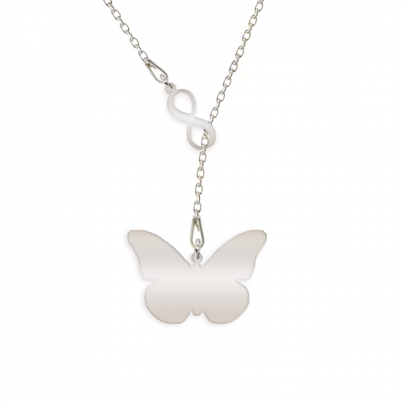 Spangle - Colier personalizat asimetric cu infinit si fluturas din argint 925
