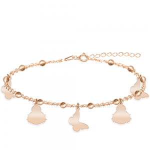 Spring - Bratara personalizata tip salba cu buburuze si fluturasi din argint 925 placat cu aur roz