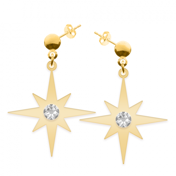 Star Light - Cercei personalizati steluta cu tija din argint 925 placat cu aur galben 24K