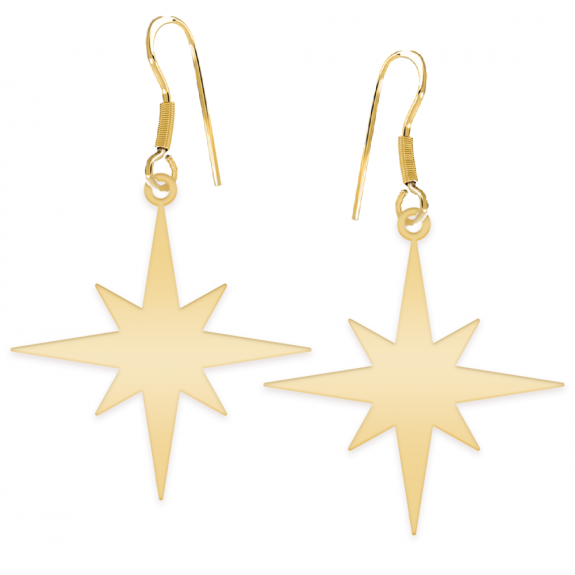 Star Light - Cercei personalizati steluta cu tortita deschisa din argint 925 placat cu aur galben 24K