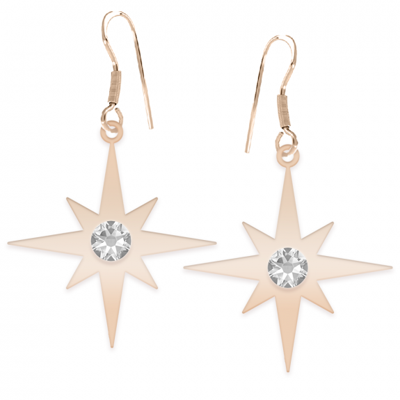 Star Light - Cercei personalizati steluta cu tortita deschisa din argint 925 placat cu aur roz