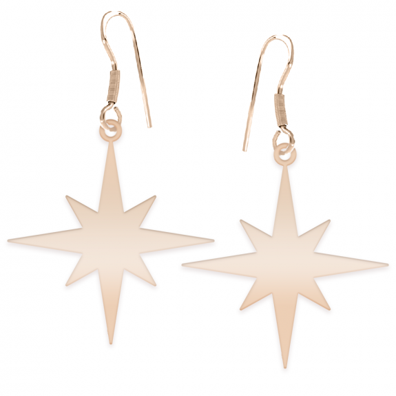 Star Light - Cercei personalizati steluta cu tortita deschisa din argint 925 placat cu aur roz