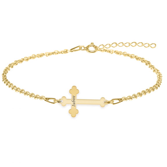 Stavros - Bratara personalizata cruce din argint 925 placat cu aur galben 24K