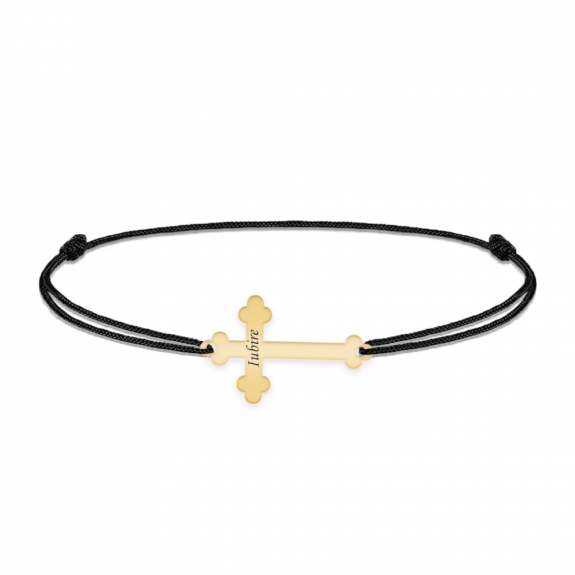 Stavros - Bratara personalizata snur si cruce din argint 925 placat cu aur galben 24K