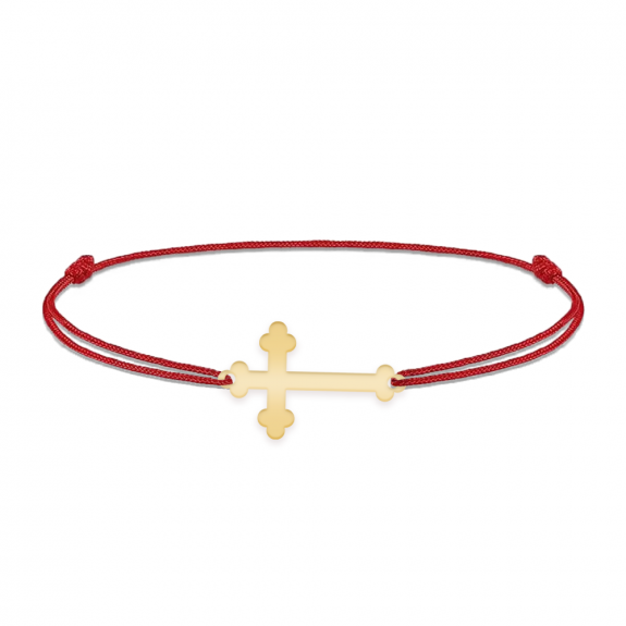 Stavros - Bratara personalizata snur si cruce din argint 925 placat cu aur galben 24K