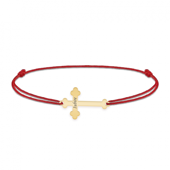 Stavros - Bratara personalizata snur si cruce din argint 925 placat cu aur galben 24K