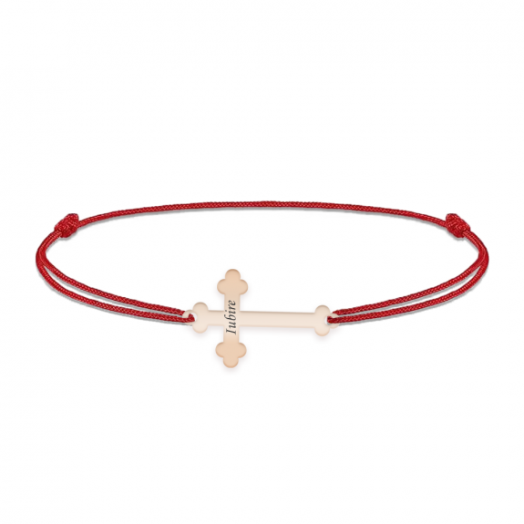 Stavros - Bratara personalizata cruce din argint 925 placat cu aur roz