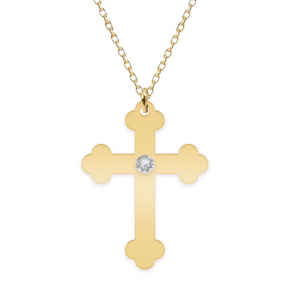 Stavros - Colier personalizat cruce din Argint 925 placat cu aur galben 24 karate