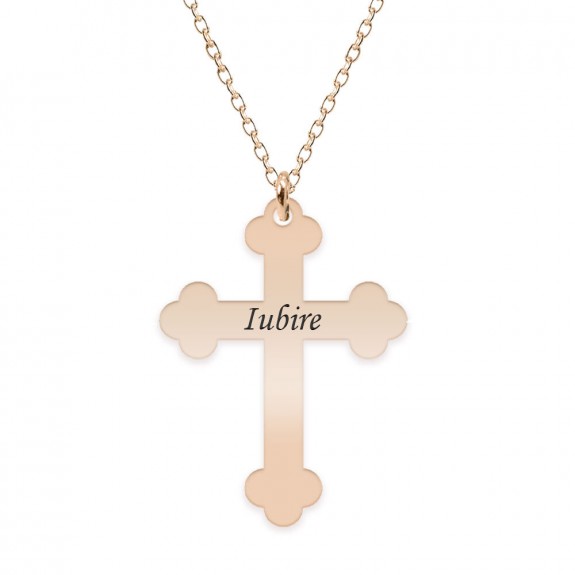 Stavros - Colier personalizat cruce din Argint 925 placat cu aur roz