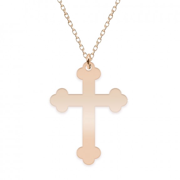 Stavros - Colier personalizat cruce din Argint 925 placat cu aur roz