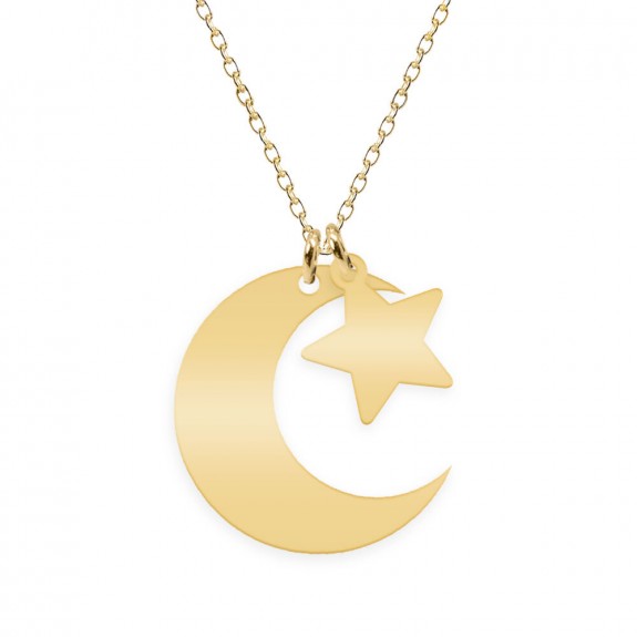 Stella - Colier din argint 925 palcat cu aur galben 24K personalizat - Semiluna si Stea Stella - Colier din argint 925 palcat cu aur galben 24K personalizat - Semiluna si Stea