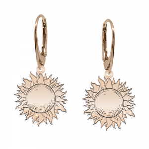 Sun - Cercei personalizati soare cu leverback din argint 925 placat cu aur roz