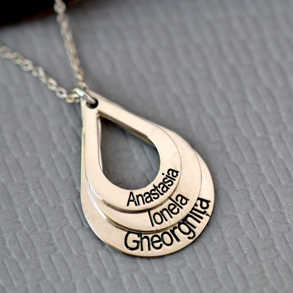 Suze - Colier personalizat lacrimi si nume din argint 925 placat cu aur roz