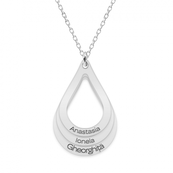 Suze - Colier personalizat lacrimi si nume din argint 925 Suze - Colier personalizat lacrimi si nume din argint 925